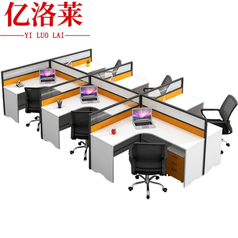 亿洛莱 六人办公桌椅+柜 420*240*110cm 套