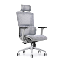 易企采 灰色人体工学电脑椅舒适久坐椅子护腰电竞椅老板办公座椅