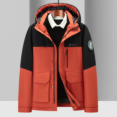 防风防水抗静电户外羽绒服男士青年加厚新国标鸭绒连帽中长羽绒服