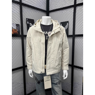 秋季新款男士时尚拼接连帽工装夹克外套潮牌百搭青年帅气上衣