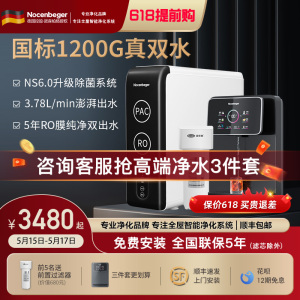 诺森柏格(Nocenbeger)净水器1200G鲜活双出水 X6Pro家用净水机RO反渗透过滤器厨下直饮净水器