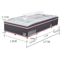长2.1米宽0.83米高0.8米冰柜商用大容量展示柜保鲜冷藏冷冻透明玻璃卧式超市组合岛柜