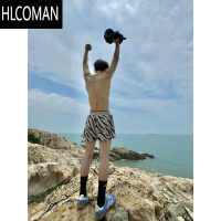 HLCOMAN美式斑马篮球三四分裤男夏街头迷彩网眼休闲运动透气训练不过膝裤