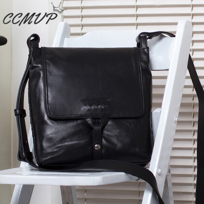 CCMVP品牌自营质量保证-CCMVP休闲品牌单肩斜挎男软皮男夏季新款牛皮竖款复古软皮商务休闲潮男全皮邮差黑色默认颜色