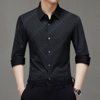 新款长袖衬衣男士春秋季休闲百搭中年抗皱宽松衬衫