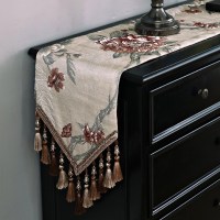家柏饰(CORATED)欧式桌旗五斗柜餐边柜鞋柜装饰布长条布长方形新中式餐桌茶几 雪莉尔米色 桌旗32*200cm