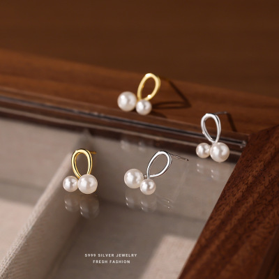 圆珠耳钉女s999纯银轻奢气质百搭交织足银耳饰大气高级感耳环代发送女朋友老婆情人节七夕生日礼物