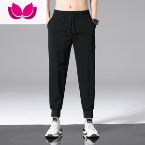 七斓夏季超薄款冰丝休闲裤子男士夏天新款运动速干九分裤男生哈伦百搭