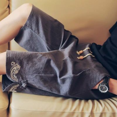 洛童欧夏季男士短裤宽松百搭五分裤子大码休闲裤潮流中国风阔腿沙滩裤男