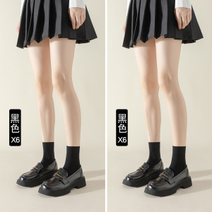 浪莎丝袜女短天鹅绒中筒袜春秋冬加厚款防勾丝黑色肉色短袜子夏薄