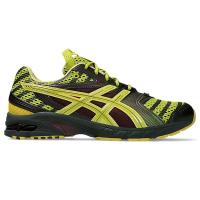 ASICS跑步鞋男透气轻便舒适耐磨亮黄色深红色穿孔设计系带款户外