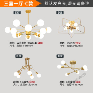 苏宁放心购 北欧客厅吊灯现代简约卧室家用轻奢三室两厅全屋套餐组合魔豆灯具