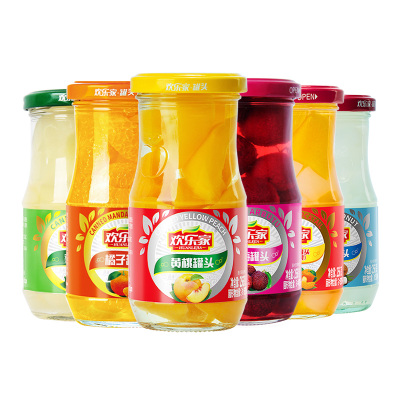 欢乐家混合水果罐头256g*6罐 六合一(黄桃/橘子/杨梅/雪梨/椰果/什锦)