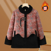 新款老奶奶装保暖冬季女装洋气老年女大码宽松大衣加绒加厚冬装暖