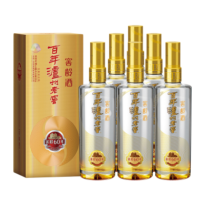 泸州老窖 百年老窖 窖龄60年 38度500ml*6瓶 浓香型白酒 整箱