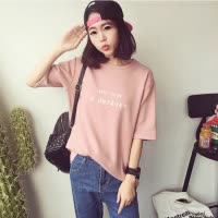 夏季新款韩版字母宽松短袖T恤女士圆领衣服学生女上衣潮女装