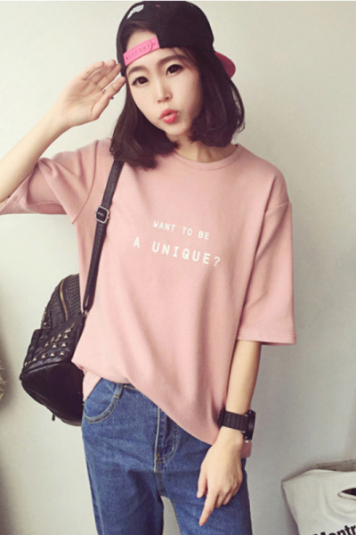 夏季新款韩版字母宽松短袖T恤女士圆领衣服学生女上衣潮女装