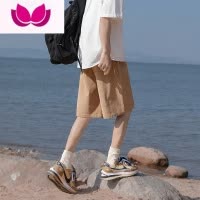 七斓灯芯绒短裤男夏季薄款潮流日系宽松休闲中裤潮牌直筒阔腿五分裤子