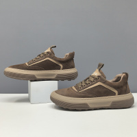 男生真皮拼色百搭板鞋男款潮鞋芒果鞋欧洲站男士歪头萌丑休闲鞋男