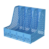 齐心 B2075 易安装资料架(四格)蓝 1个