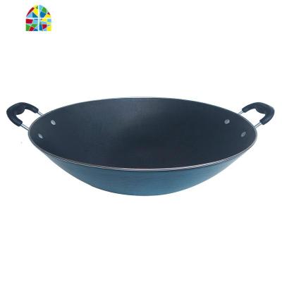 铁锅老式生铁炒锅圆底无涂层双耳大铁锅锅炒菜锅 FENGHOU 尺3加厚铁锅440带盖熟铁盖41cm