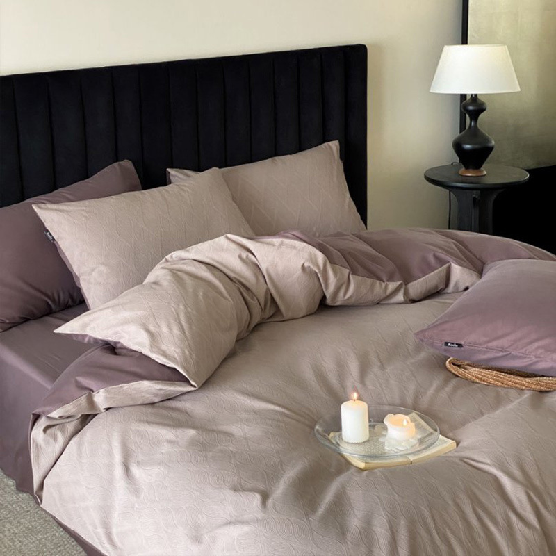 感100S提花四件套a类秋冬磨毛轻奢纯棉被套加厚床上用品