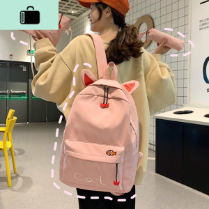 ins超火可爱猫耳朵书包女韩版高中学生双肩包2020新款背包三件套NEW LAKE