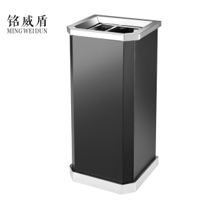 铭威盾不锈钢垃圾桶烟蒂柱灭烟桶带烟灰缸室外电梯口立式黑色靠墙氏上开口