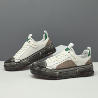 男生头层牛皮高端淋胶男鞋厚底透气板鞋男款潮鞋真皮欧洲站休闲鞋