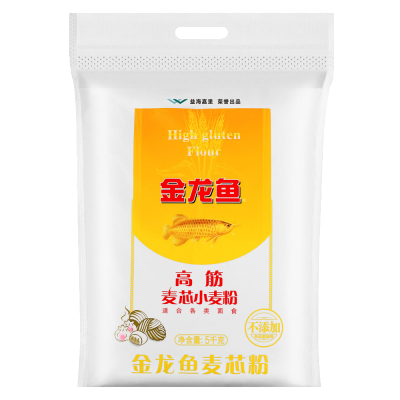 金龙鱼麦芯高筋小麦粉5kg金龙鱼麦芯粉家用面粉包子饺子馒头饼手擀面