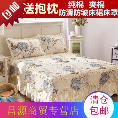 纯棉夹棉加厚床裙单件床罩全棉床套床笠1.5/1.8/2m米保护套默认颜色默认尺寸