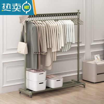 敬平室内挂衣架落地卧室小型家用单杆轻奢加粗加厚简易家庭移动晾衣架 [香槟色]150CM款 大晾衣杆