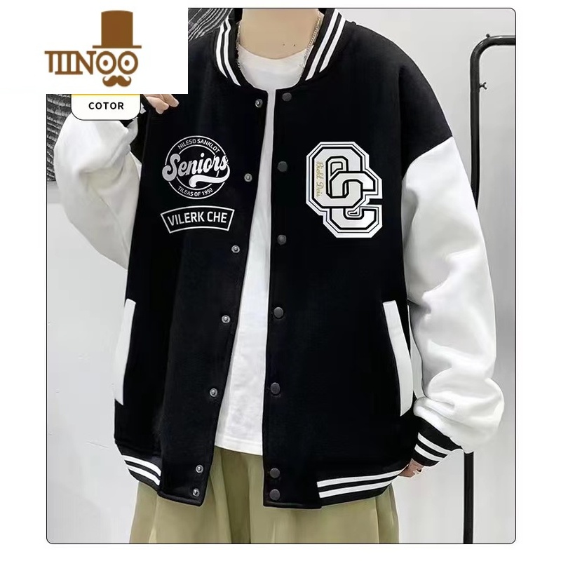 YANXU棒球服外套潮流ins字母印花潮牌宽松港风男生痞帅休闲夹克男