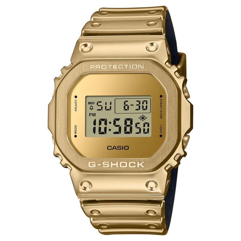 CASIO GM金调配酷感男款日韩潮流金属胶带头层手表