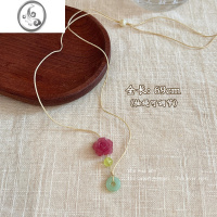 JiMi新中式古风玫瑰花朵平安扣吊坠项链女款轻奢小众锁骨链首饰颈链