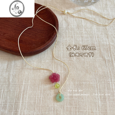 JiMi新中式古风玫瑰花朵平安扣吊坠项链女款轻奢小众锁骨链首饰颈链