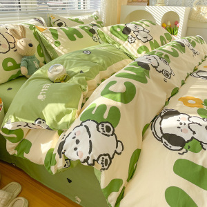男孩儿童床上四件套纯棉可爱卡通床单被套床笠宿舍床品三件套
