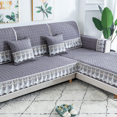 四季通用防滑沙发垫坐垫子布艺全包萬能沙发套罩沙发盖布沙发巾 澜亭灰 110*240cm