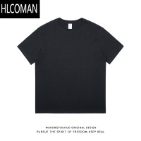 HLCOMAN夏季220克棉纯色短袖T恤男潮牌宽松基础百搭打底体恤