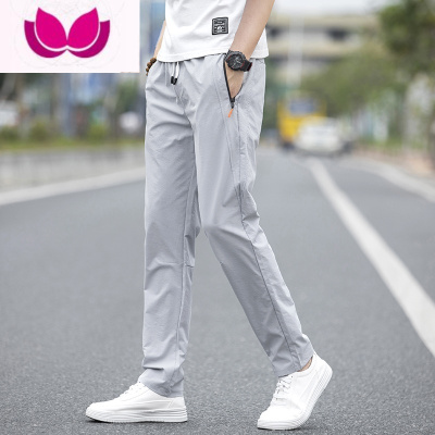 七斓休闲裤男2023年新款春季宽松直筒口袋拉链夏季薄款冰丝运动长裤子