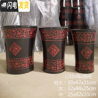 三维工匠北欧高筒陶瓷花盆特大大 大号家用创意君子兰盆景阳台托盘室 红福-黑色[送托盘、垫片] 中等花盆容器