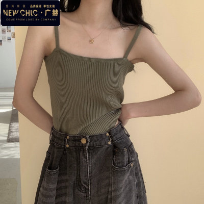 广赫小背心女2020新款网红白色修身短款无袖打底上衣内搭针织外穿吊带