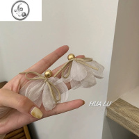 JiMiHUALU-夏日微风~仙气十足薄纱花瓣气质长款花朵耳环耳夹女