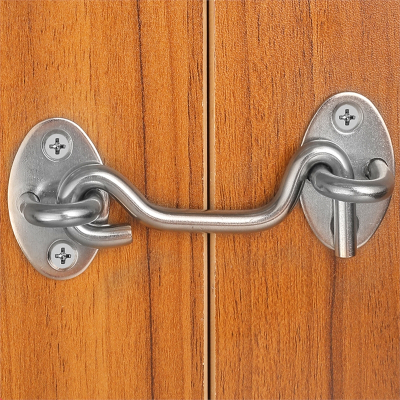  如华福禄免打孔不锈钢插销式门锁窗户固定窗钩卡扣卫生间锁扣木门挂钩搭扣