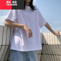 YIBUSHENG棉质装短袖t恤女黑色宽松显瘦半袖大码韩版2023新款上衣服ins潮