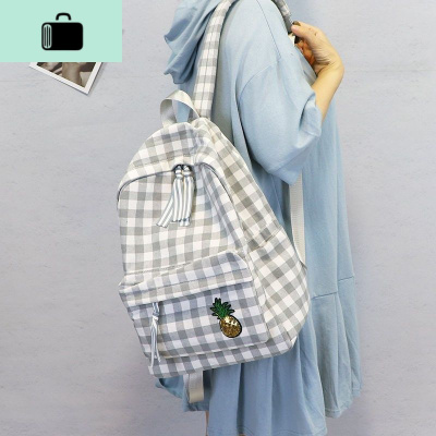书包女学生韩版原宿ulzzang初高中学生小清新菠萝格子双肩包女insNEWLAKE
