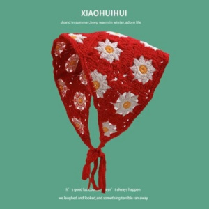 法式复古针织辣妹三角巾头饰出游甜美可爱钩花文艺ins风头巾女发带潮3759