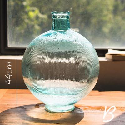 家柏饰(CORATED)穹澈蓝大型玻璃器皿花瓶花插手工艺术北欧空间装饰摆件B