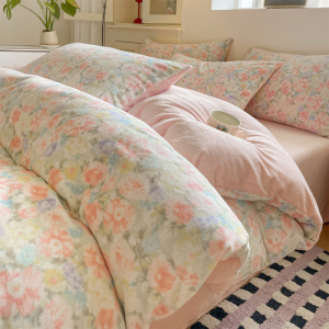 牛奶绒床上四件套法兰珊瑚绒被套新款秋冬床单加厚加绒三件套