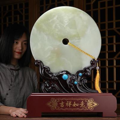 美帮汇平安扣摆件玉石客厅新中式乔迁新居家居玄关酒柜电视柜装饰品